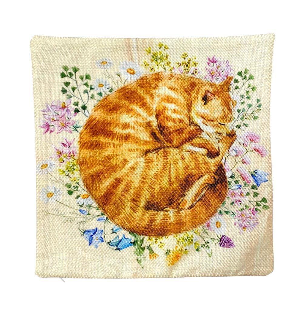 Handmade Watercolor Ginger Cat Pillow Made in America