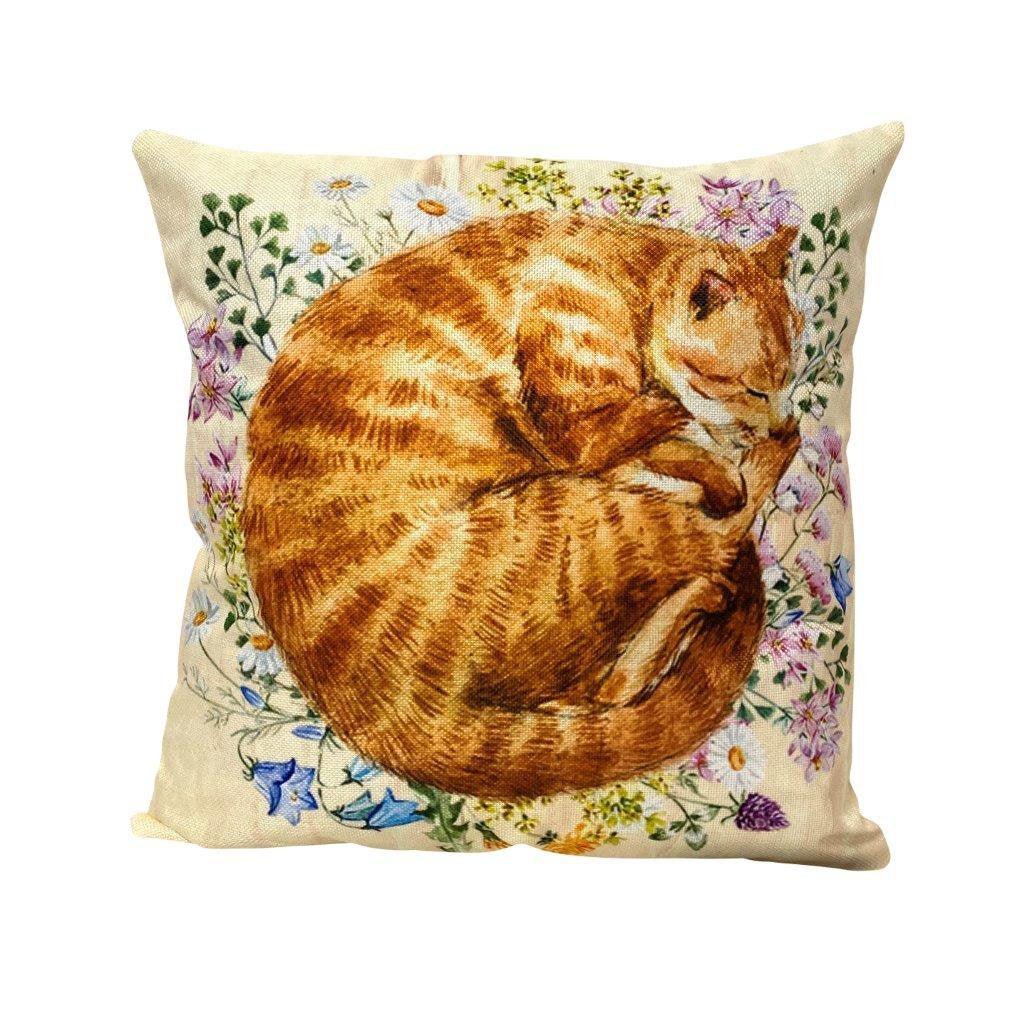 Handmade Watercolor Ginger Cat Pillow Made in America