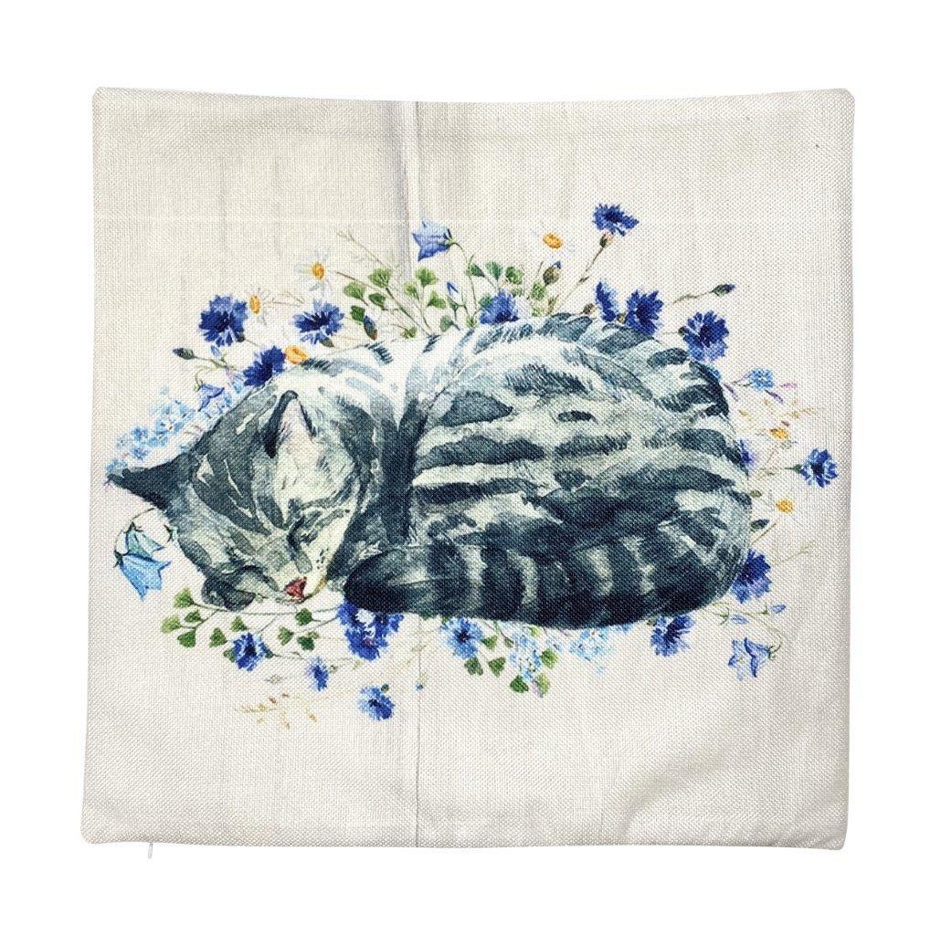 WaterColor Grey Cat Pillow - Handmade in America