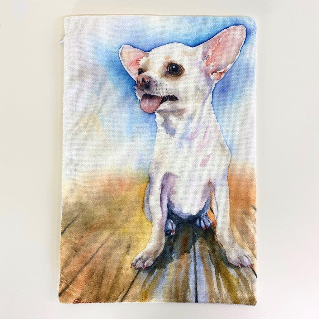 Watercolor Chihuahua Pillow Cover - 12x18 Hand-Made Artwork by George Dyachenko