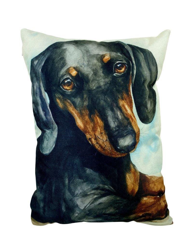 WaterColor Dachshund 12x18 Pillow Cover by George Dyachenko