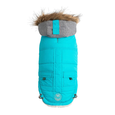 Winter Sailor Parka: Aqua Vegan Fur Trim & Sherpa Lining