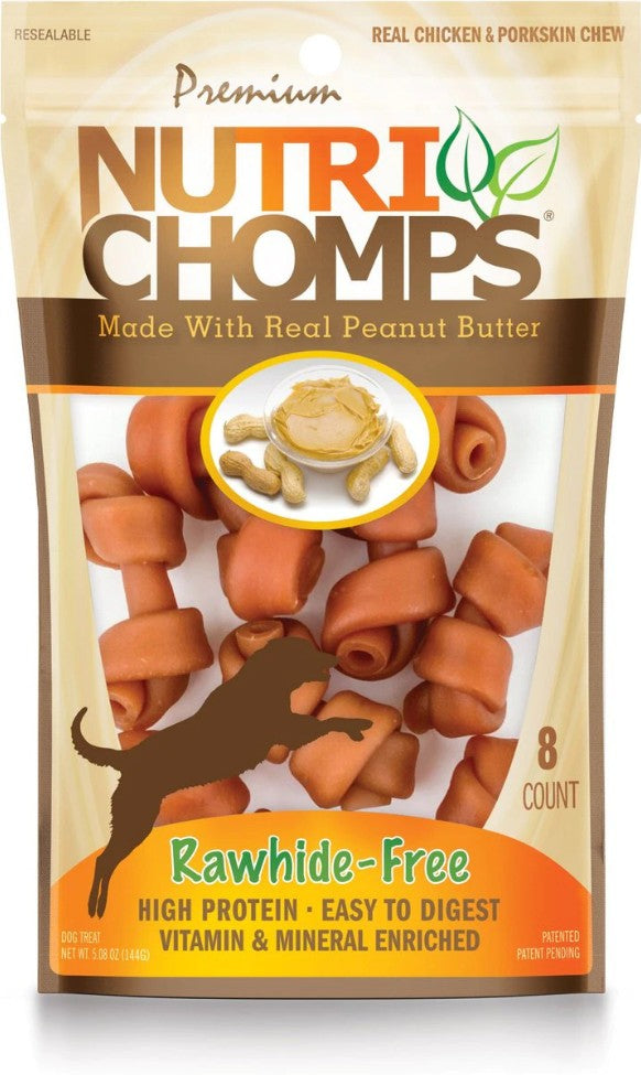Nutri Chomps Real Chicken & Porkskin Mini Dog Chews with Peanut Butter