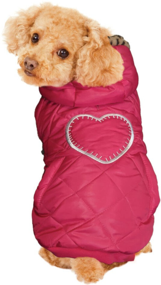 Reversible Girly Puffer Pink Dog Coat with Animal Print - Fashionable & Functional