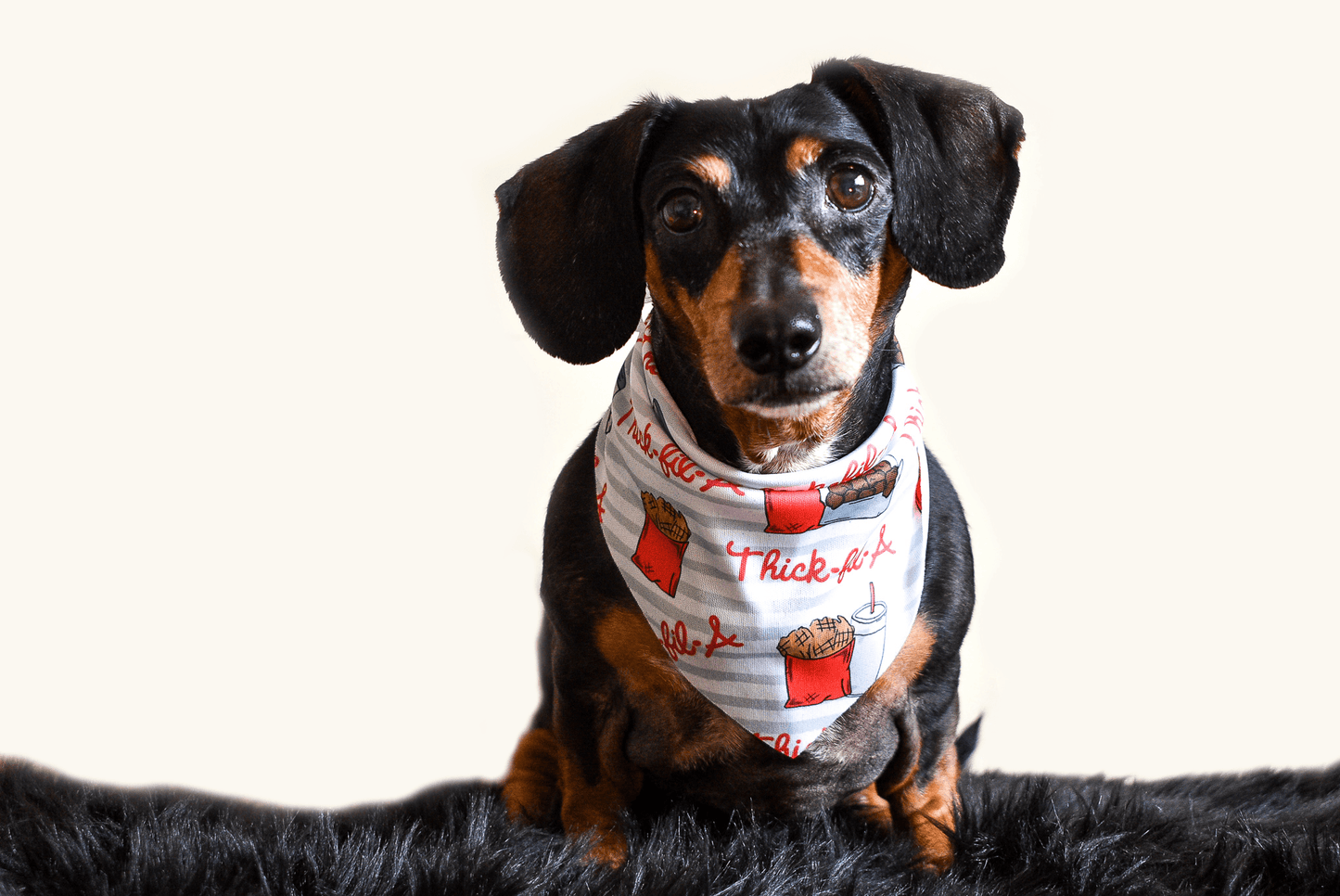 Nuggets & Fries Secure-Fit Bandana: Handmade Canvas Slip-On for Stylish Dogs