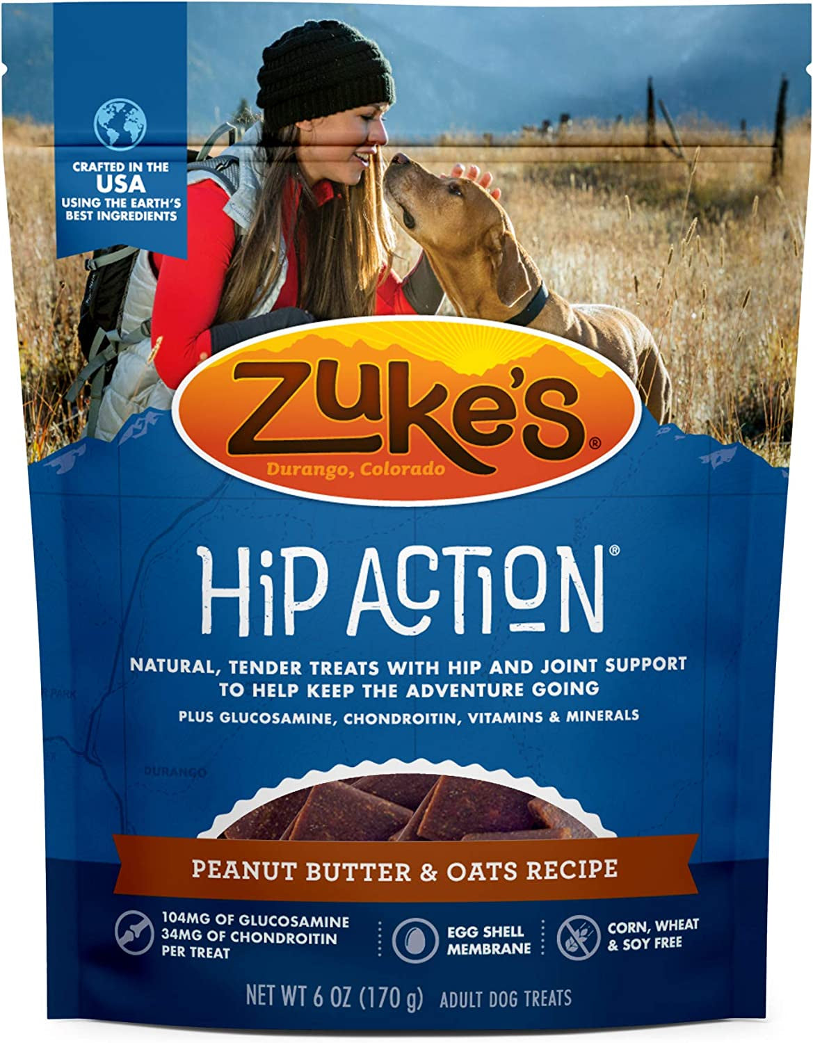 Zukes Peanut Butter & Oats Hip Action Dog Treats