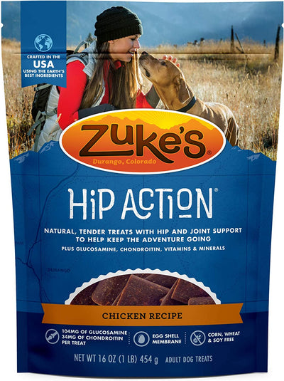 Zukes Hip Action Chicken Recipe Dog Treats with Glucosamine & Chondroitin