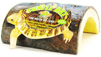 Zoo Med Ceramic Turtle Hut Natural Wood Half Log Shelter