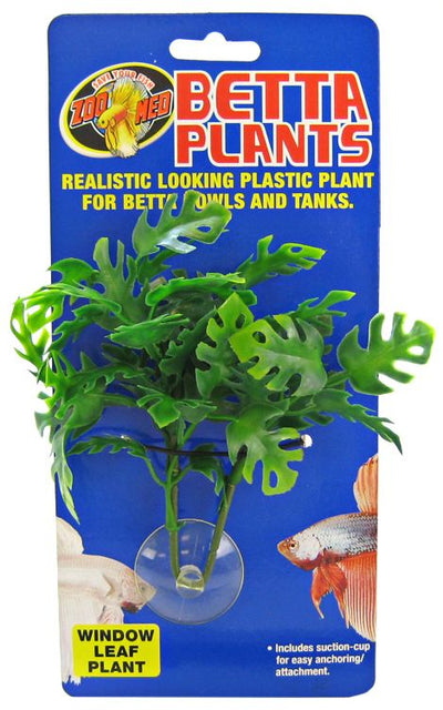 Zoo Med Betta Plants Window Leaf Plant - Naturalistic Plastic Decor for Betta Bowls & Small Aquariums
