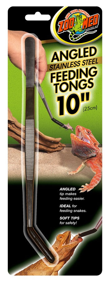 Zoo Med Angled Stainless Steel Feeding Tongs: Hygienic Feeding Solution for Reptiles, Birds, and Fish