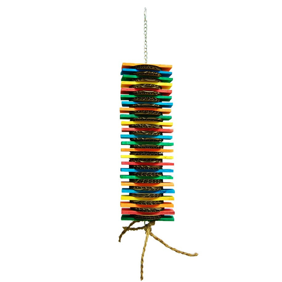 Zoo-Max Kooky Hanging Bird Toy - Natural Pine Wood and Coco Rope Bird Toy for Small and Medium Birds