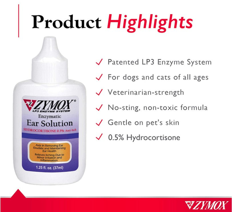 Zymox Enzymatic Ear Solution With Hydrocortisone: Gentle Yet Powerful Ear Care for Dogs and Cats