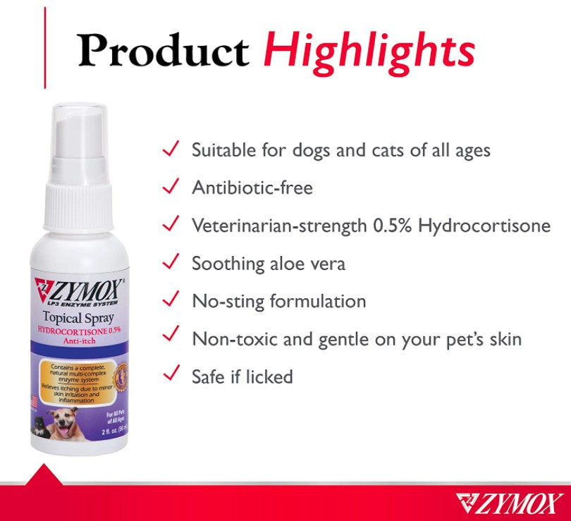 Zymox Topical Spray with Hydrocortisone: Fast Relief for Pets' Skin Issues