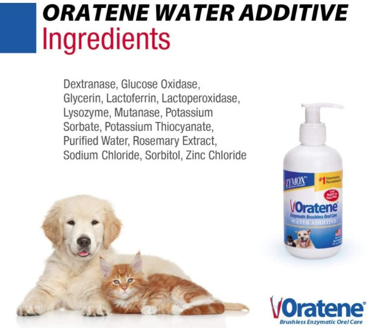 Zymox Oratene Enzymatic Oral Care Water Additive - Daily Dental Health Support for Pets
