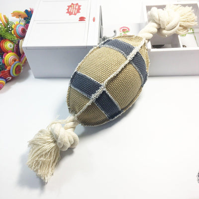 Linen Cotton Rope Dog Toys Bite Resistant Rugby Training - Dog Hugs Cat