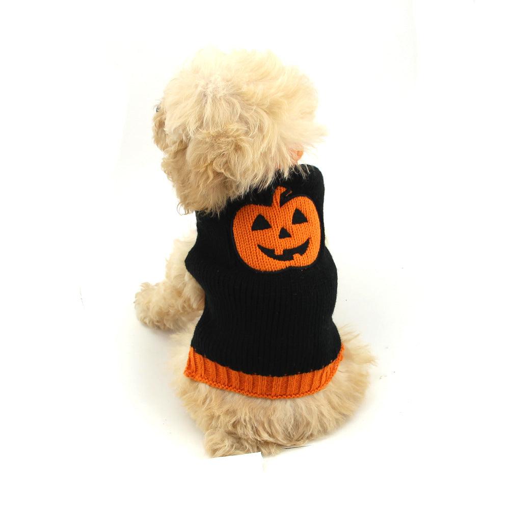 Pet Halloween Dog Knitted Pumpkin Sweater - Dog Hugs Cat