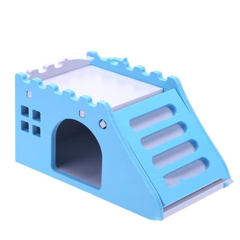 Pet Toy Hamster Sleeping Nest Colorful Small House Wooden - Dog Hugs Cat