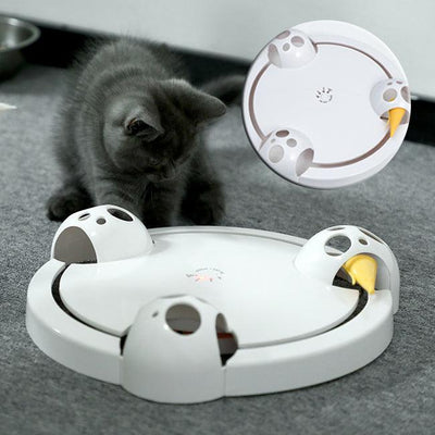 Electric Cat Toy Wheel Crazy White Cat Catching Mouse Automatic Turntable Cats Toys - Dog Hugs Cat