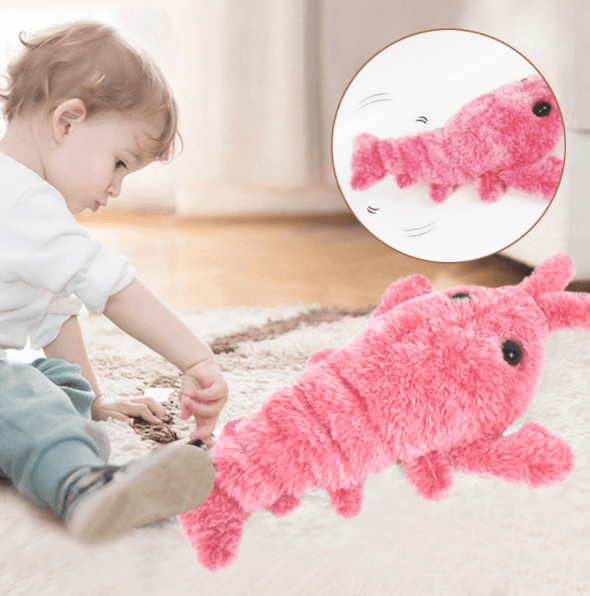 Pet Toys Electric Jumping Shrimp Usb Charging Simulation Lobster Funny Cat Plush Pets Toy - Dog Hugs Cat