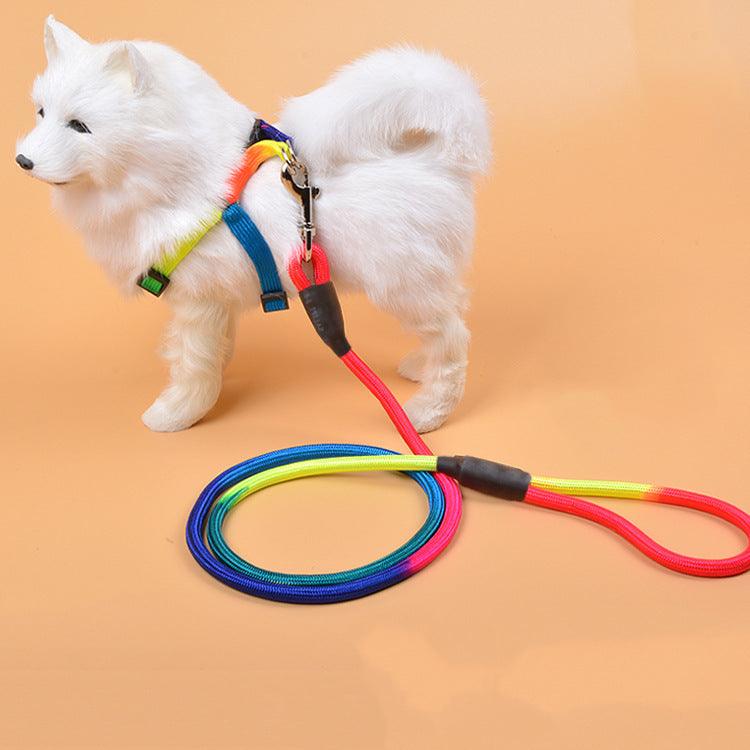 Colorful Nylon Round Hand Holding Dog Rope Pets Supplies - Dog Hugs Cat