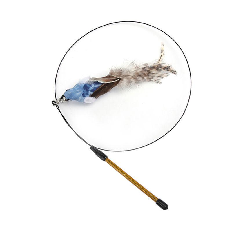 Cat Teaser Stick Can Replace The Head Steel Wire Feather Pole Can Replace Toys - Dog Hugs Cat