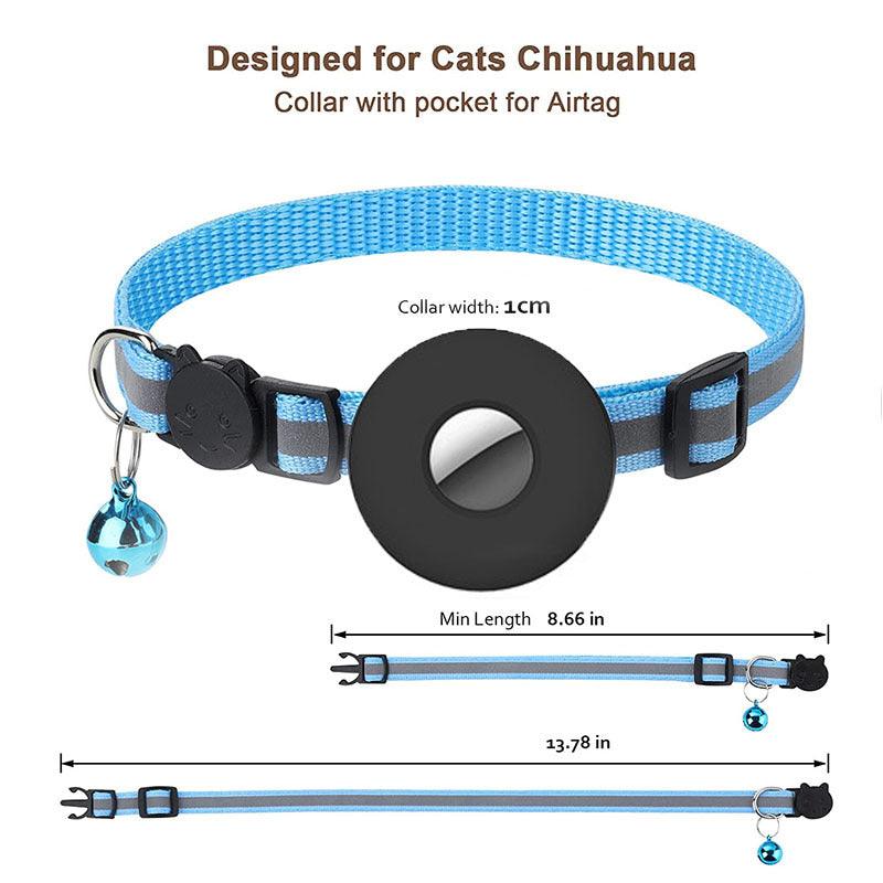 Airtag Pet Collar With Bell Reflective Adjustable Anti-Lost Cat Dog Collar - Dog Hugs Cat