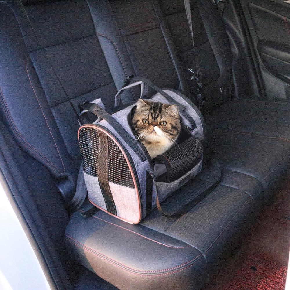 Multi-Functional Folding Pet Puppy Dog Cat Car Seat Basket Pet Travel Carrier Bag - Dog Hugs Cat