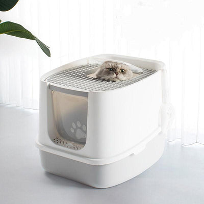 Household Fashion Fully Enclosed Cat Litter Box Anti-Splash - Dog Hugs Cat