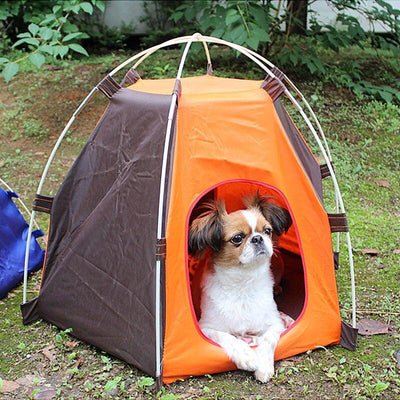 Camping Indoor Outdoor Pet Tent Small Dog Cat House Sunscreen Portable Foldable Puppy Kennel Cat Nest Dog Sleeping Bed - Dog Hugs Cat