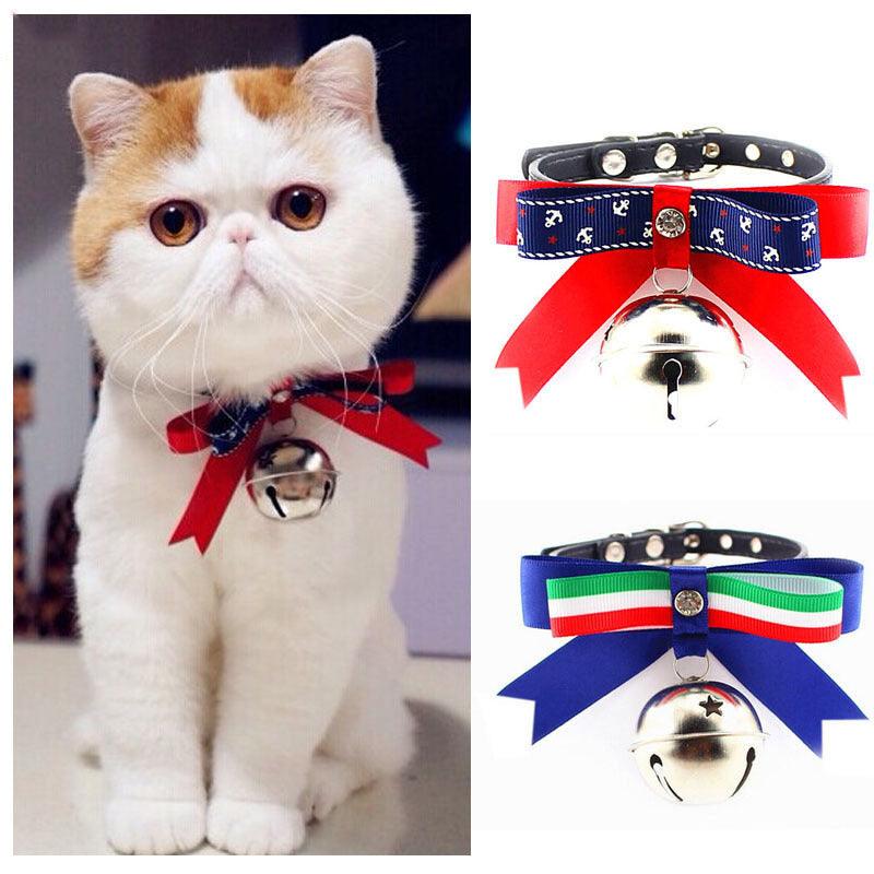 Cute Puppy Kitten Dogs Cat Pet Bow Tie Bell Bowtie Adjustable Bowknot Collars Pet Products Dog Accessories - Dog Hugs Cat