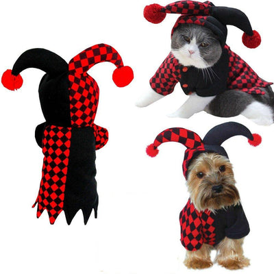 Halloween Funny Clown Pet Dog Cat Costume - Dog Hugs Cat