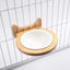 Pet Supplies Ceramic Bowl Solid Wood Stand - Dog Hugs Cat