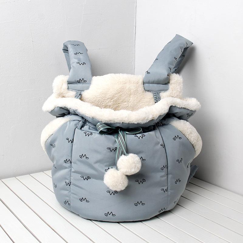 Pets Carrier Backpack Outdoor And Travel Use In Winter - Dog Hugs Cat