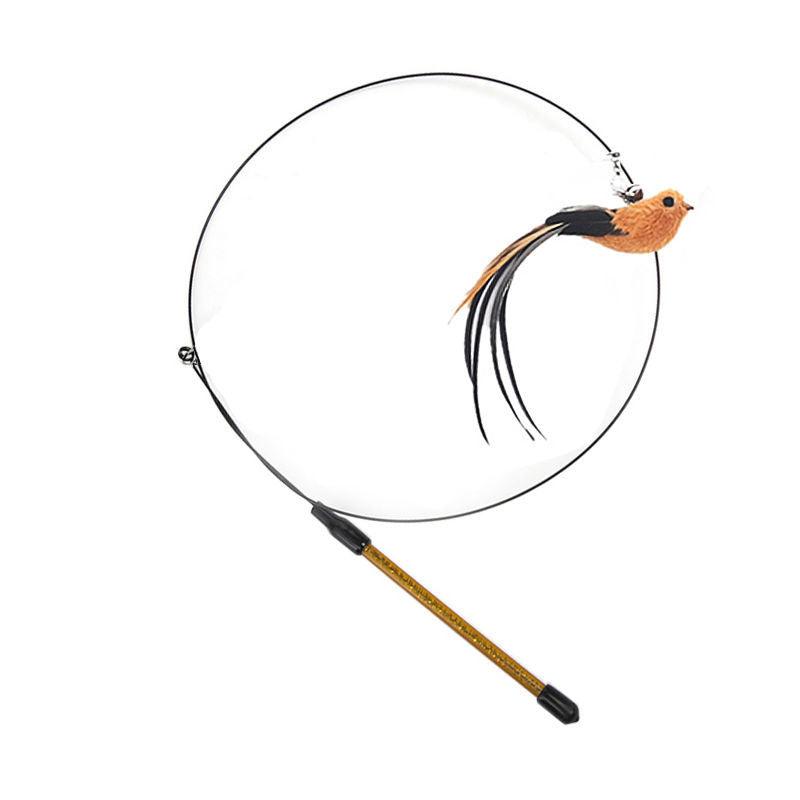 Cat Teaser Stick Can Replace The Head Steel Wire Feather Pole Can Replace Toys - Dog Hugs Cat