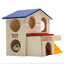 Wooden Hamster Toys Blue Top Villa Hamster Chalet Small Pet Toys Molar Decompression - Dog Hugs Cat