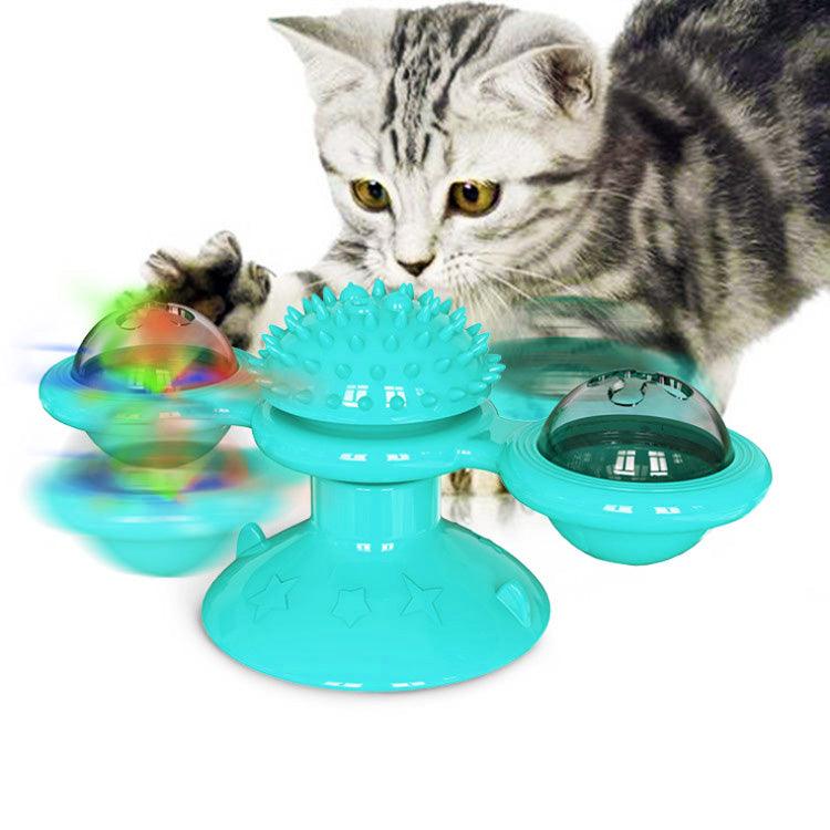 Sucker Turn Windmill Cat Toy Funny Cat Creative Spin Ball - Dog Hugs Cat