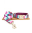 Pattern Dog Collar Color Ribbon Traction Set - Dog Hugs Cat