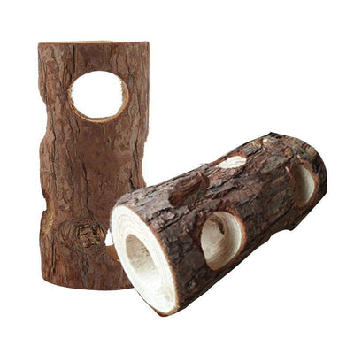 Hamster Wood Pipe Toy Tree Tube - Dog Hugs Cat