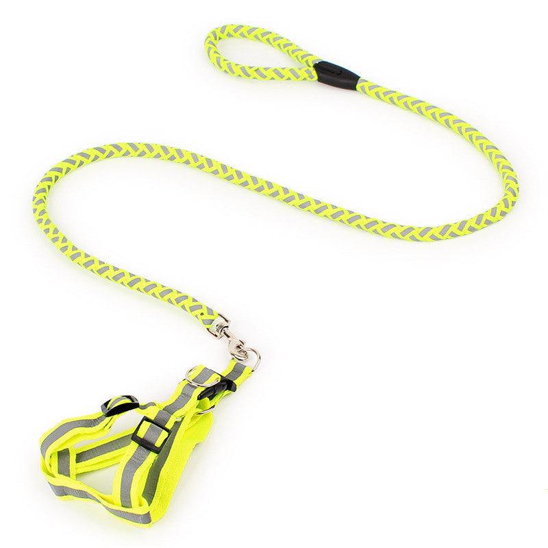 Dog Night Reflective Traction Rope Braided Chest Strap - Dog Hugs Cat