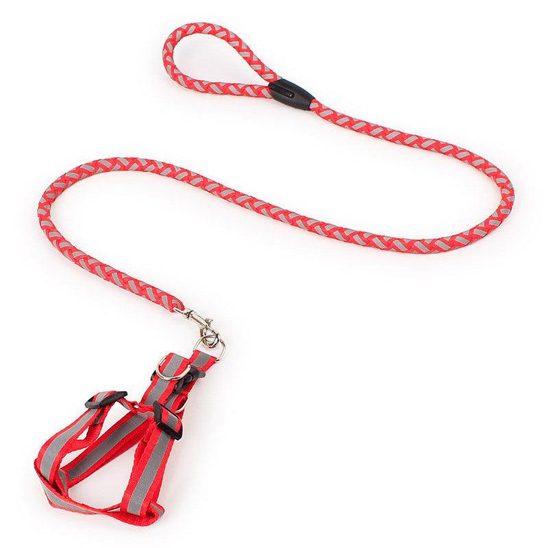 Dog Night Reflective Traction Rope Braided Chest Strap - Dog Hugs Cat