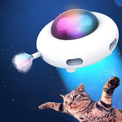 Pet Toy Gravity Ufo Smart Teaser Flying Sucer Electric Funny Cat Turntable - Dog Hugs Cat