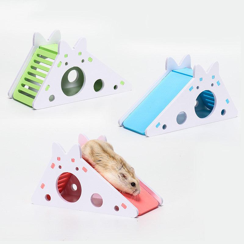 Hamster Nest Small House Wooden Golden Bear Hut - Dog Hugs Cat