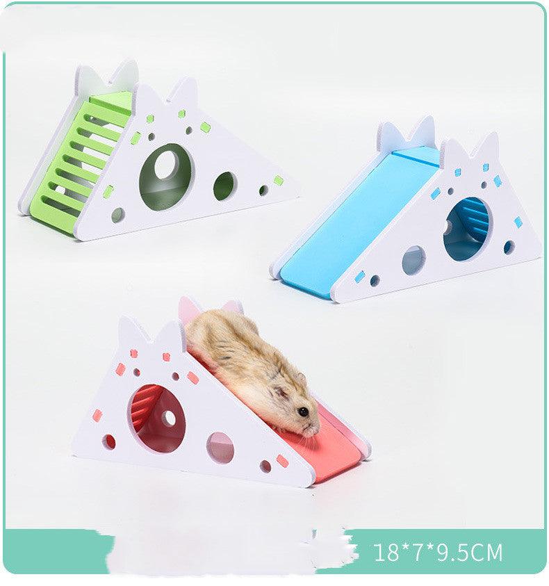 Hamster Nest Small House Wooden Golden Bear Hut - Dog Hugs Cat