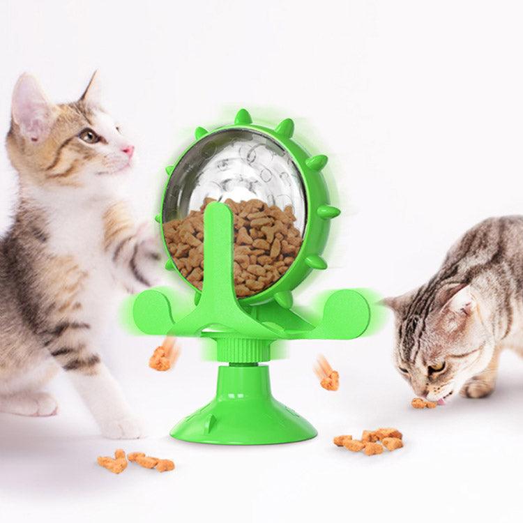 Cat Self-Healing Toy Leaks Food Spinning Windmill - Dog Hugs Cat