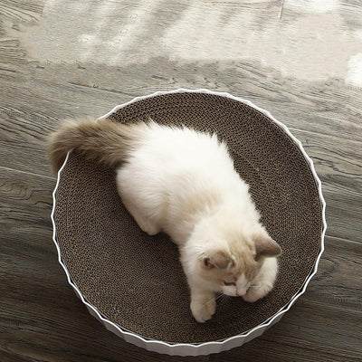Corrugated Cat Litter Cat Scratcher Round Claw Grinder - Dog Hugs Cat