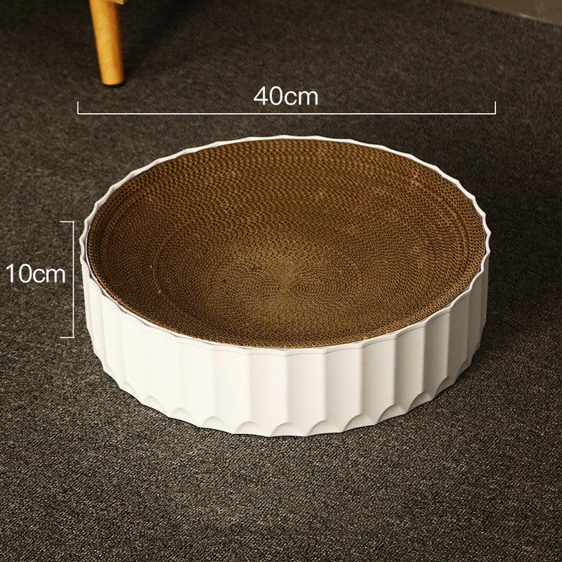 Corrugated Cat Litter Cat Scratcher Round Claw Grinder - Dog Hugs Cat