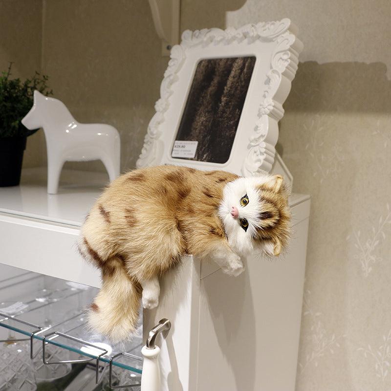 Realistic Cat Plush Toys Simulation Cat Doll Model Kids Gift Birthday Xmas Present Table Home Decor - Dog Hugs Cat