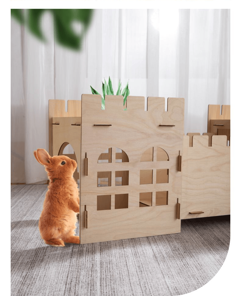 Rabbit Castle Export Quality Assembled Detachable Rabbit Wooden House Guinea Pig Guinea Pig Shelter - Dog Hugs Cat