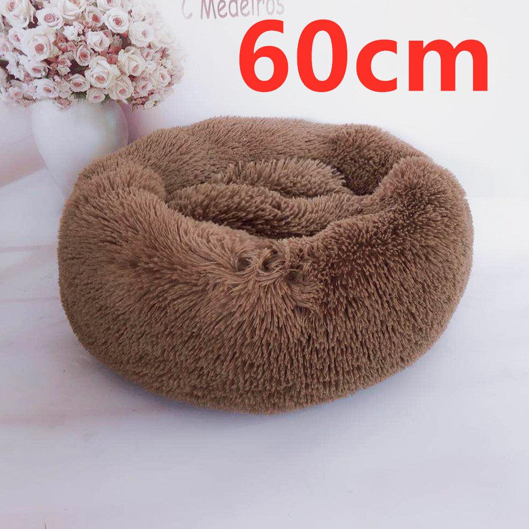 Cotton Pet Bed Winter Warm Sleeping Bed For Dogs Kennel Dog Round Cat Long Plush Puppy Cushion Mat Portable Cat Supplies - Dog Hugs Cat