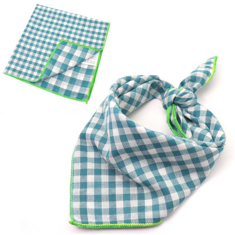 Plaid Double Sided Cotton Pet Scarf - Dog Hugs Cat